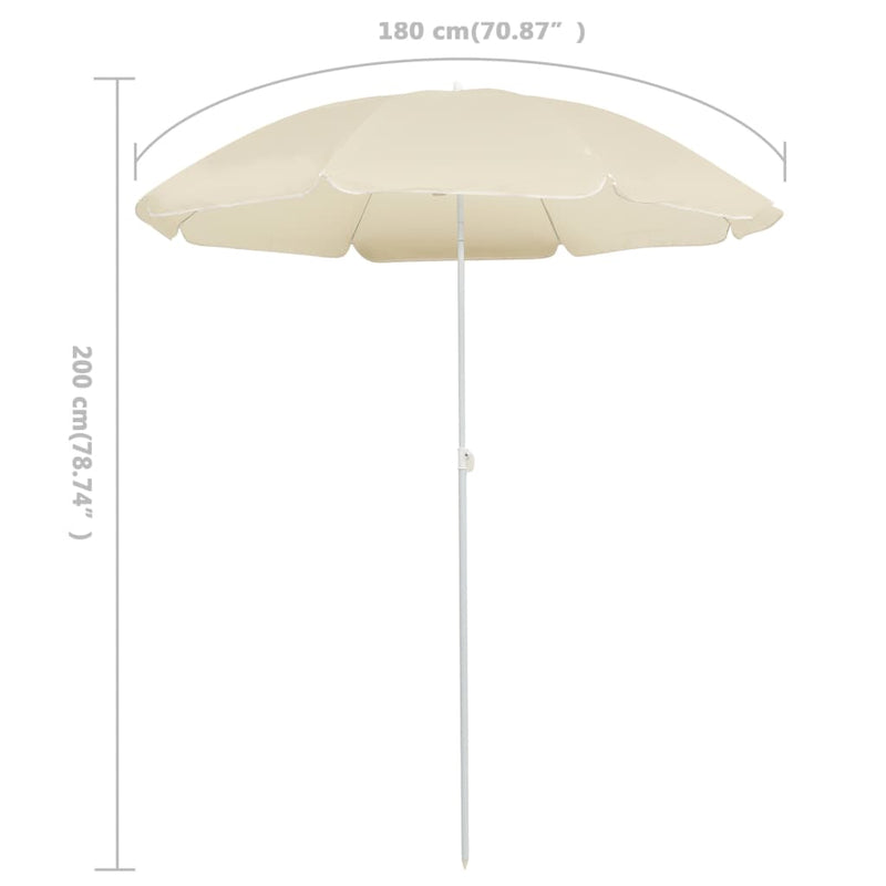 vidaXL Garden Parasol with Steel Pole Sand 180 cm