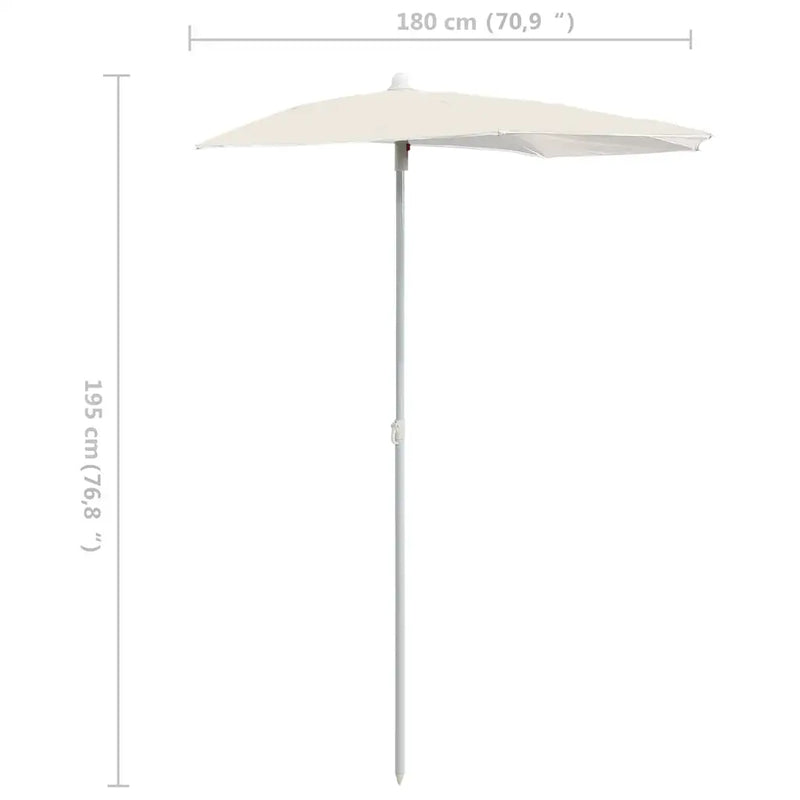 Garden Half Parasol with Pole 180x90 cm Sand