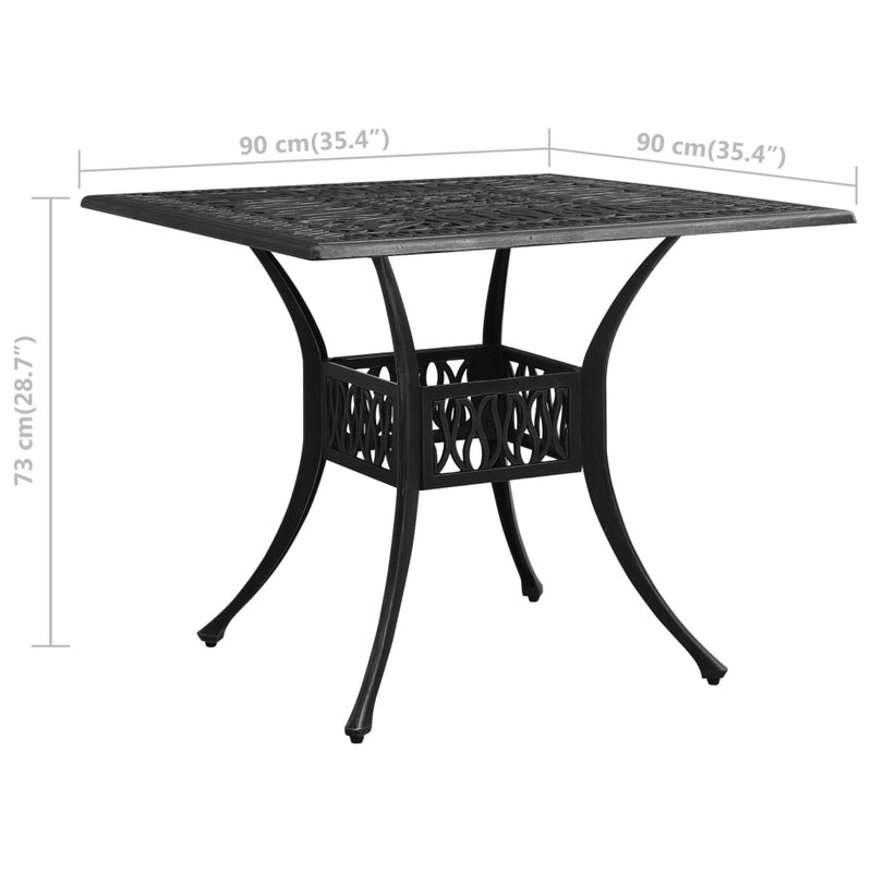 vidaXL Garden Table Black 90x90x73 cm Cast Aluminium