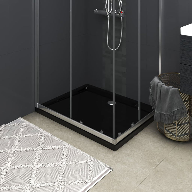 vidaXL Rectangular ABS Shower Base Tray Black 70x90 cm