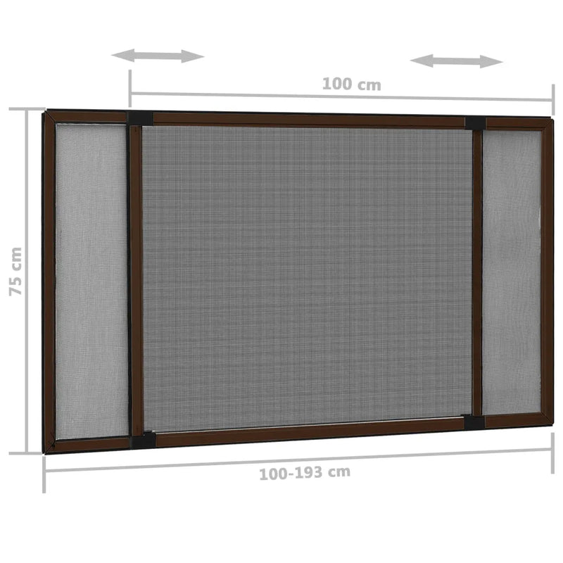 Extendable Insect Screen for Windows Brown (100-193)x75 cm