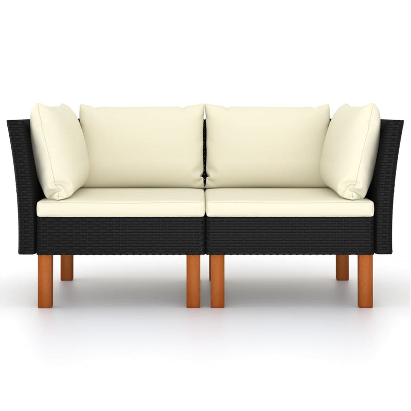 vidaXL Corner Sofas 2 pcs Poly Rattan and Solid Eucalyptus Wood