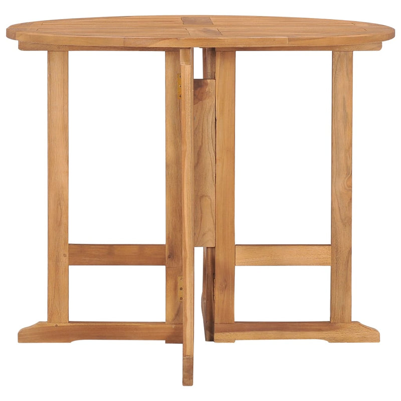 vidaXL Folding Garden Dining Table Ø90x75 cm Solid Teak Wood