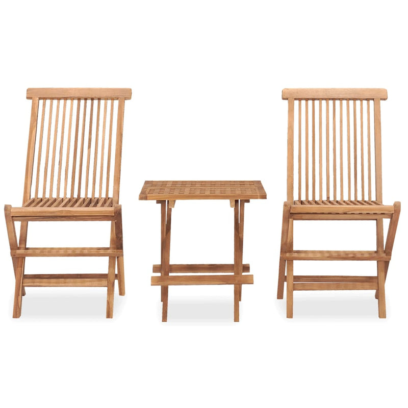 vidaXL 3 Piece Folding Outdoor Dining Set Solid Wood Teak