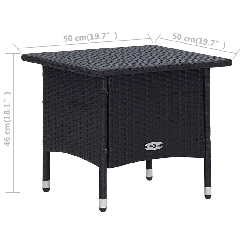 vidaXL 3 Piece Garden Lounge Set with Cushions Poly Rattan Black