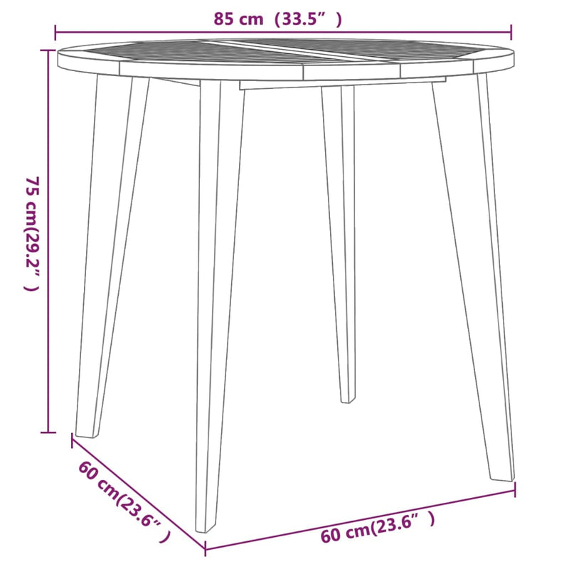 vidaXL 3 Piece Garden Dining Set Solid Wood Acacia