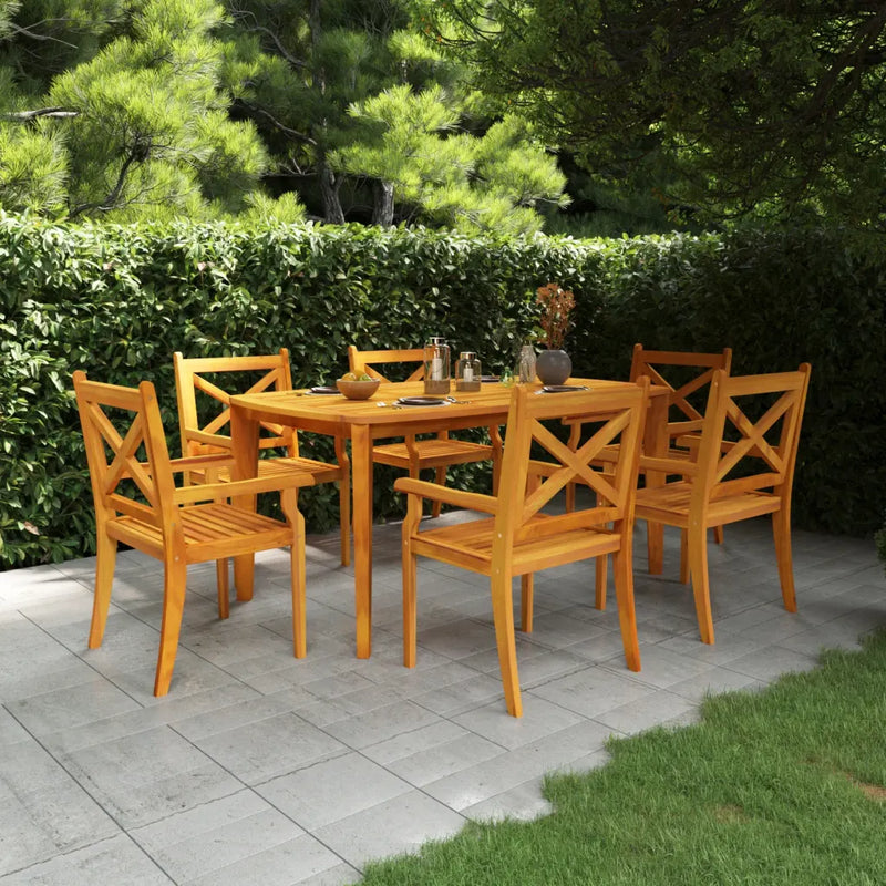7 Piece Garden Dining Set Solid Wood Acacia