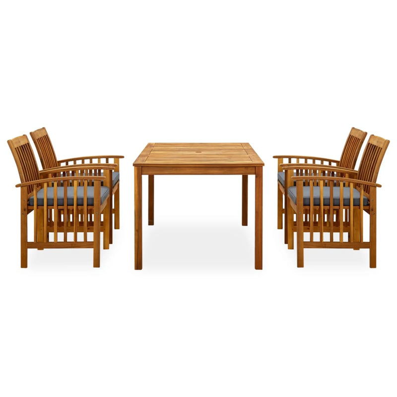 vidaXL 5 Piece Garden Dining Set with Cushions Solid Acacia Wood
