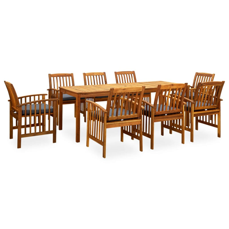 vidaXL 9 Piece Garden Dining Set with Cushions Solid Acacia Wood