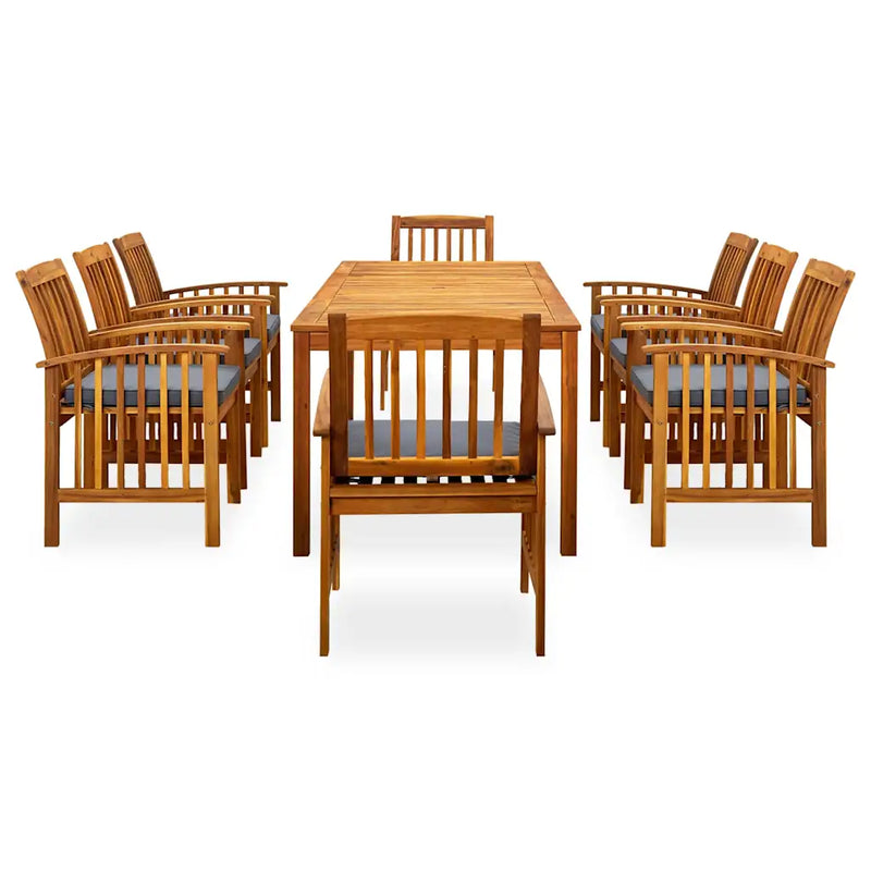 9 Piece Garden Dining Set with Cushions Solid Acacia Wood