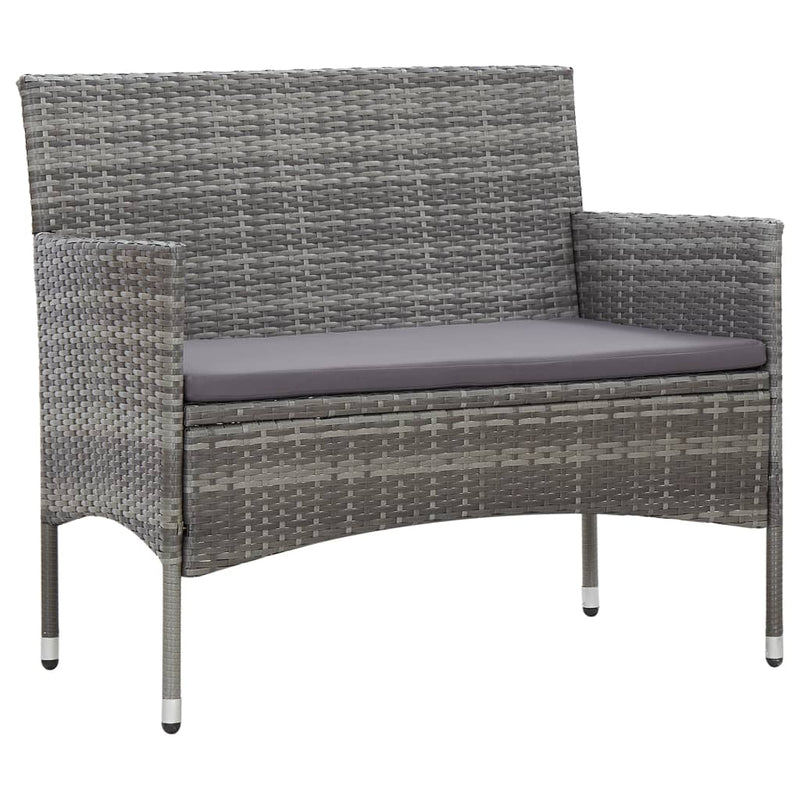 vidaXL 2 Piece Garden Lounge Set with Cushion Poly Rattan Grey