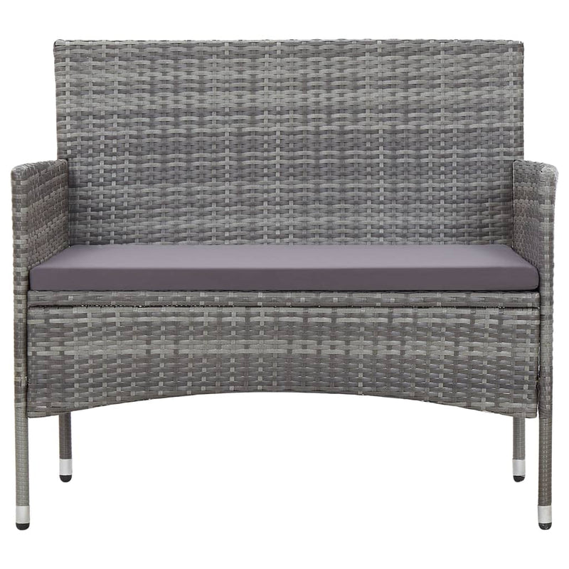 vidaXL 2 Piece Garden Lounge Set with Cushion Poly Rattan Grey
