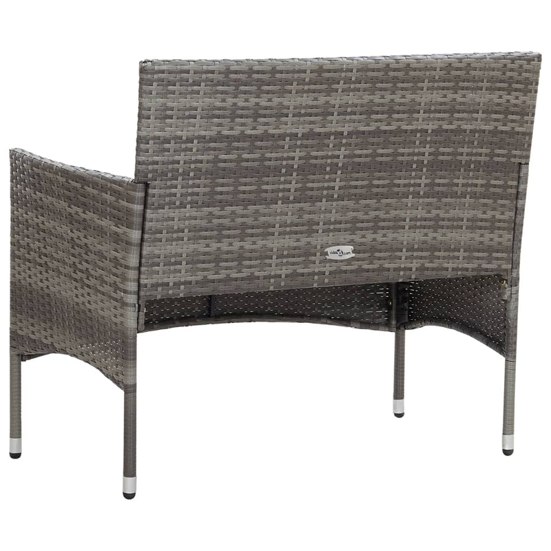 vidaXL 2 Piece Garden Lounge Set with Cushion Poly Rattan Grey