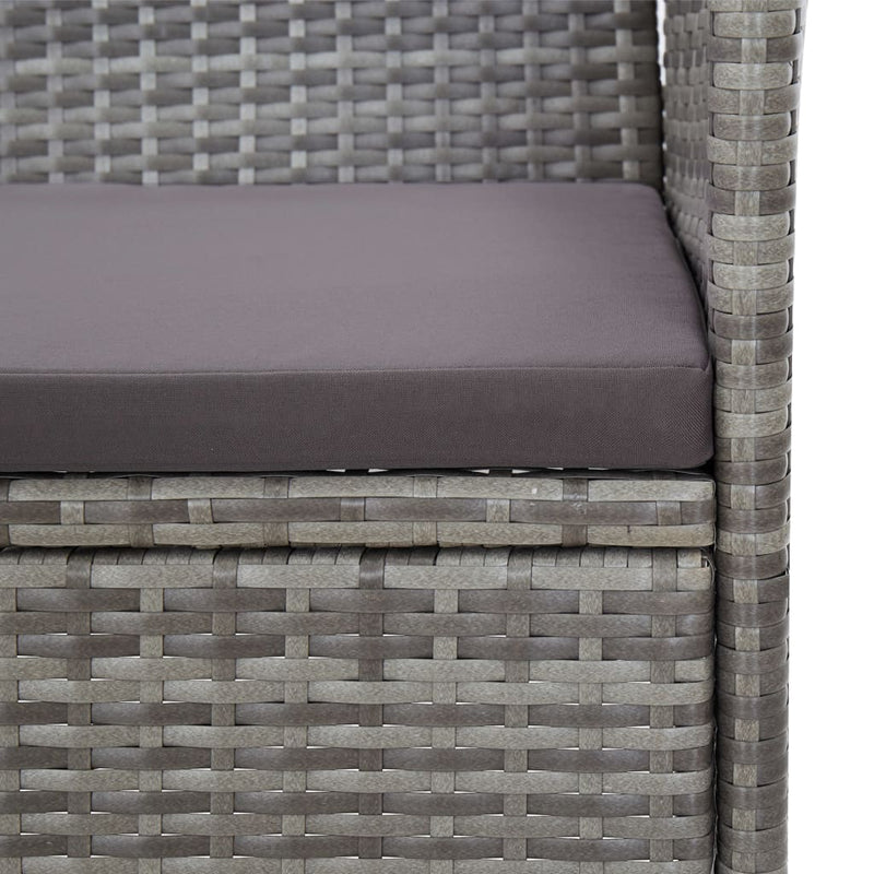 vidaXL 2 Piece Garden Lounge Set with Cushion Poly Rattan Grey