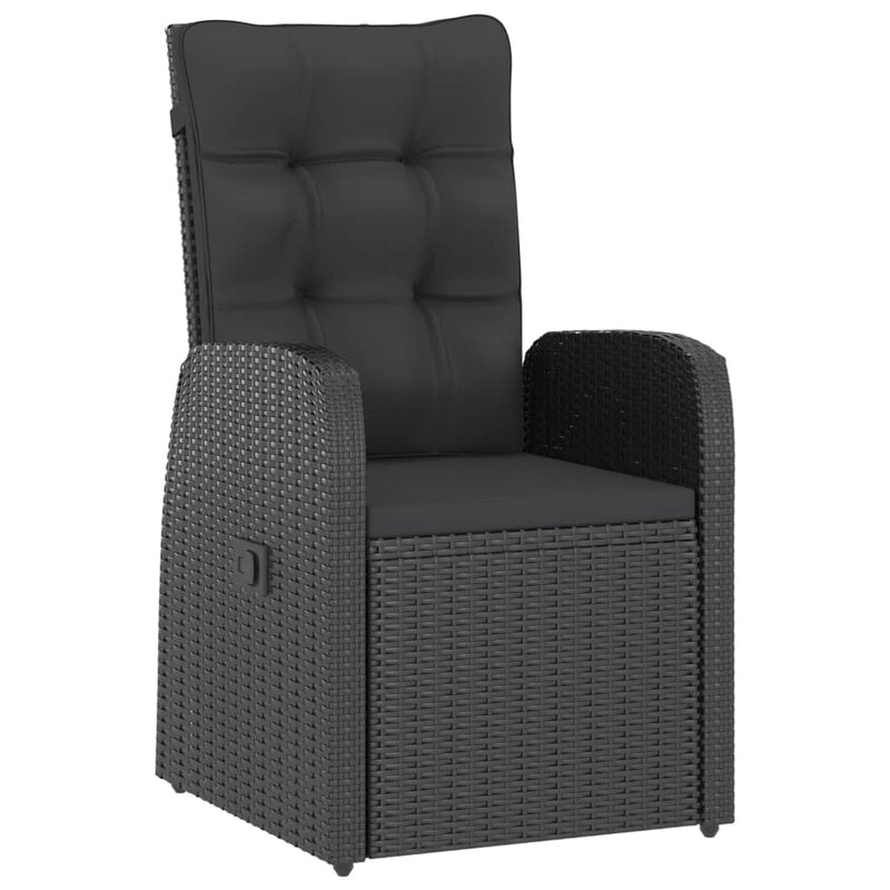 vidaXL 5 Piece Outdoor Dining Set with Cushions Poly Rattan Black