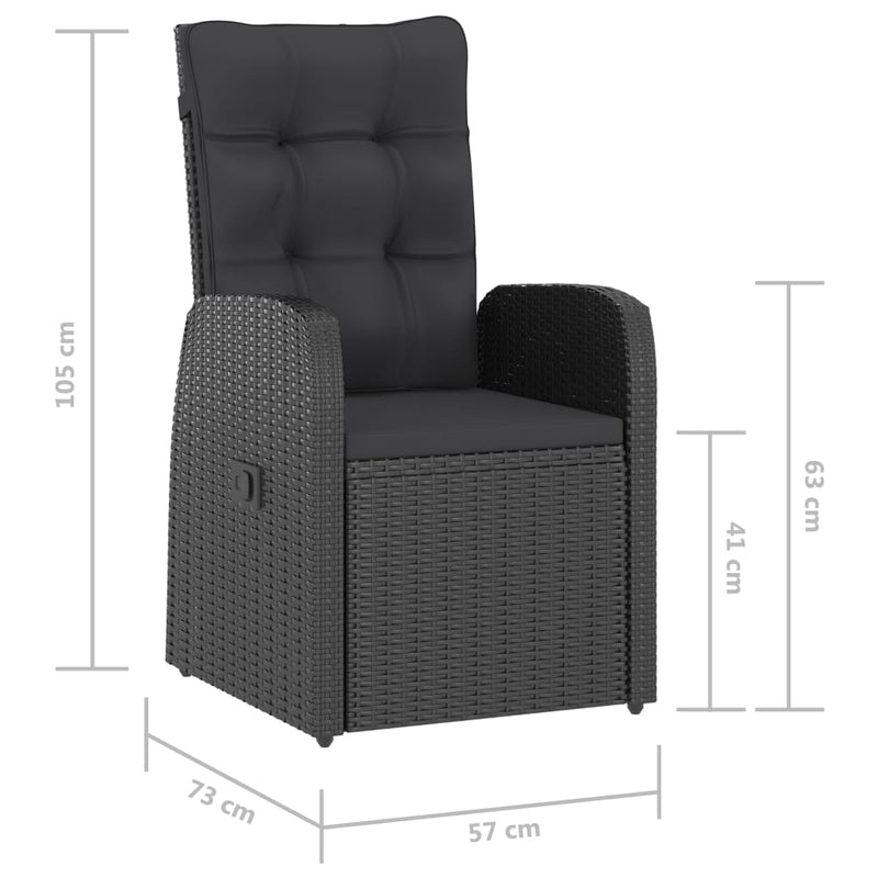 vidaXL 5 Piece Outdoor Dining Set with Cushions Poly Rattan Black