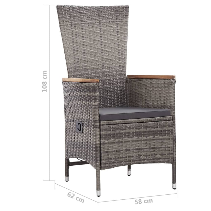 vidaXL 3 Piece Garden Lounge Set with Cushions Poly Rattan Grey
