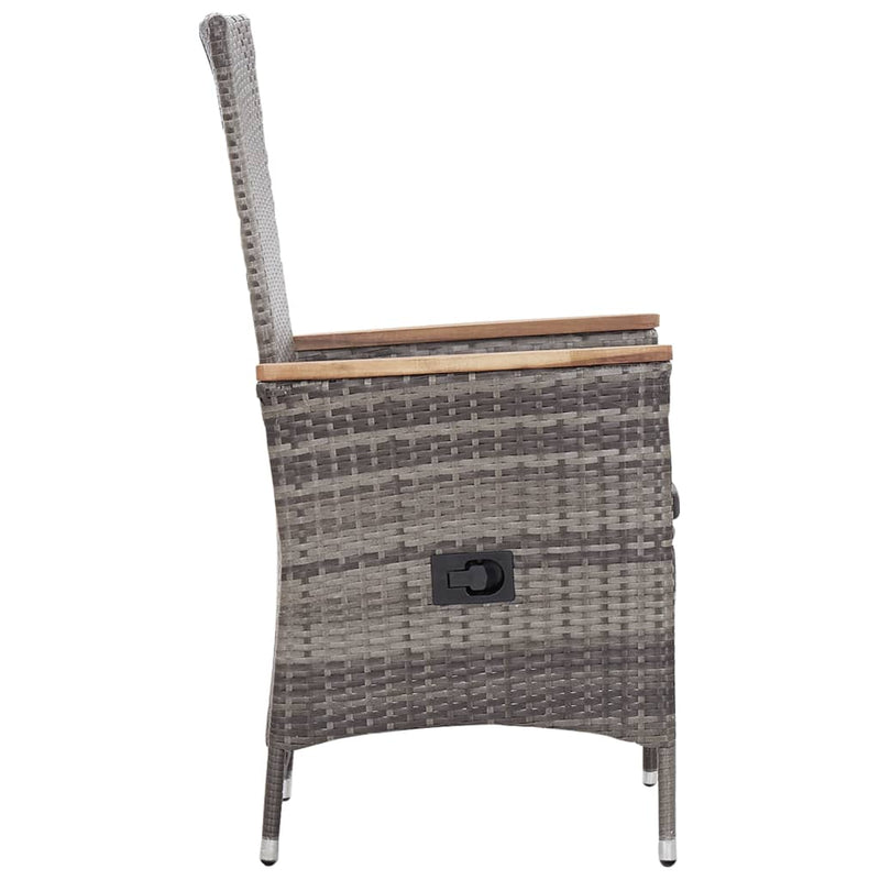 vidaXL 3 Piece Garden Lounge Set with Cushions Poly Rattan Grey
