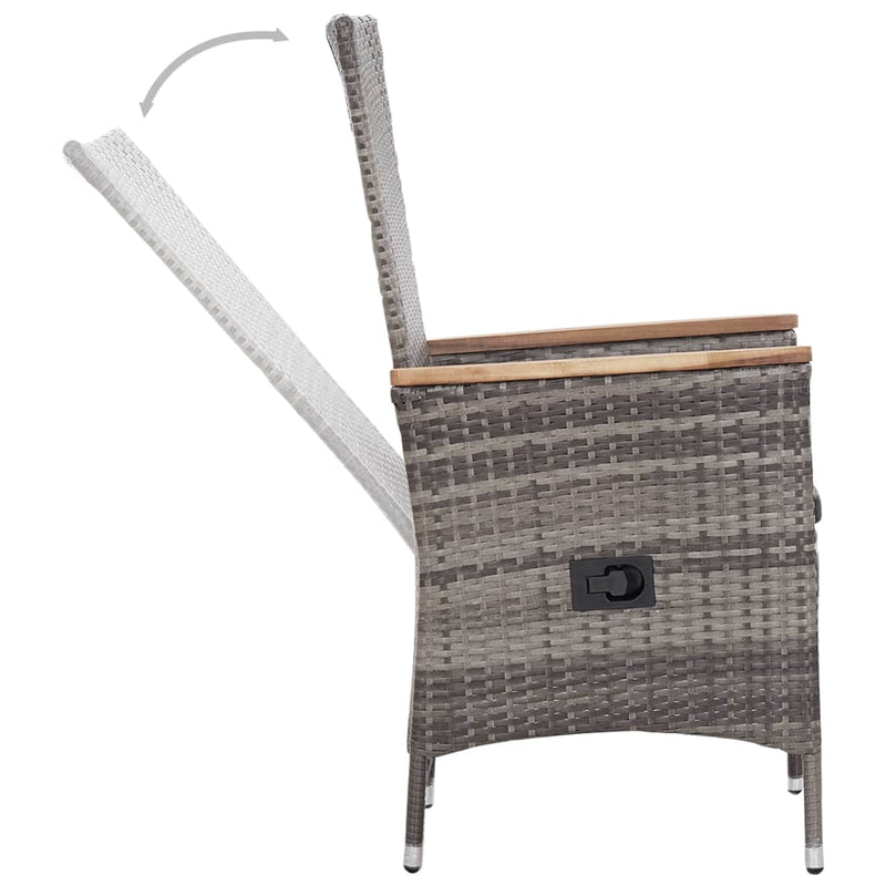 vidaXL 3 Piece Garden Lounge Set with Cushions Poly Rattan Grey