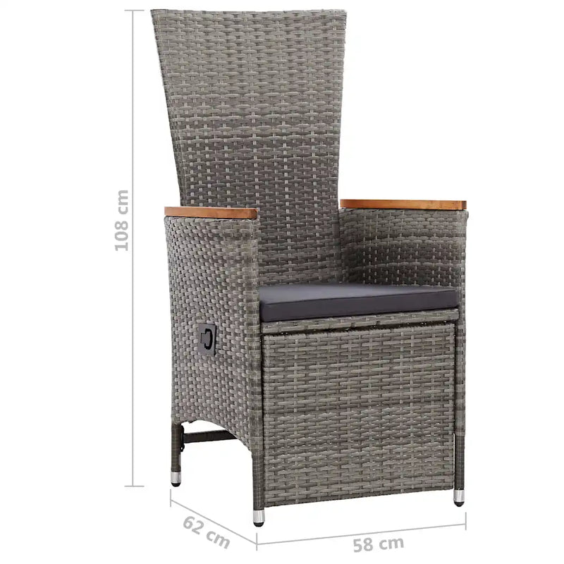 3 Piece Garden Lounge Set with Cushions Poly Rattan Grey