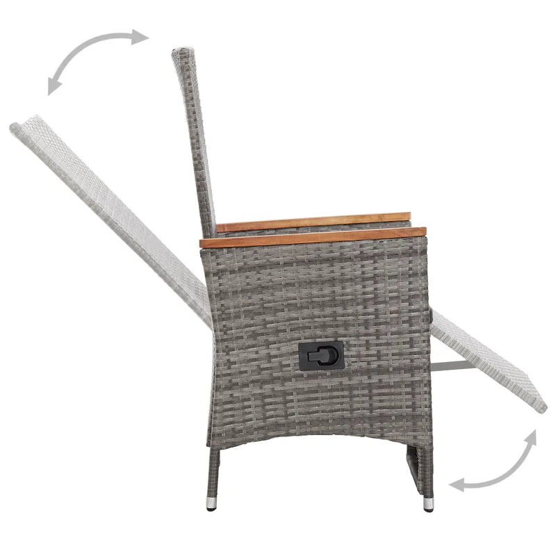 3 Piece Garden Lounge Set with Cushions Poly Rattan Grey
