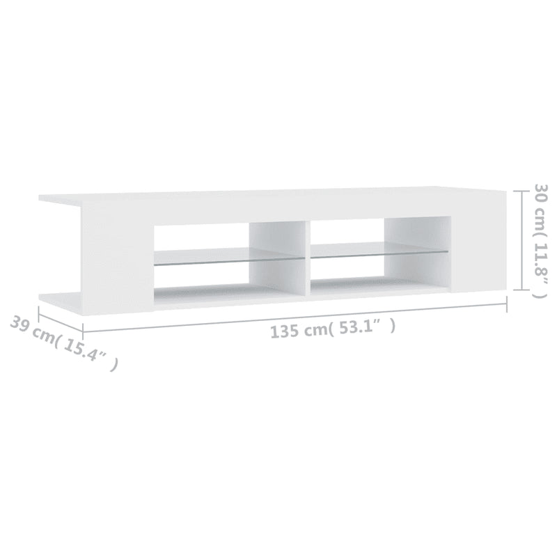 TV Cabinet with LED Lights White 135x39x30 cm