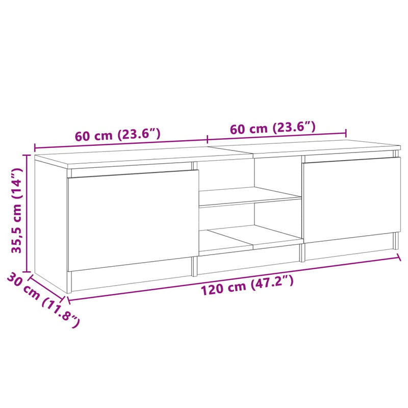 vidaXL TV Cabinet with LED Lights White 120x30x36 cm