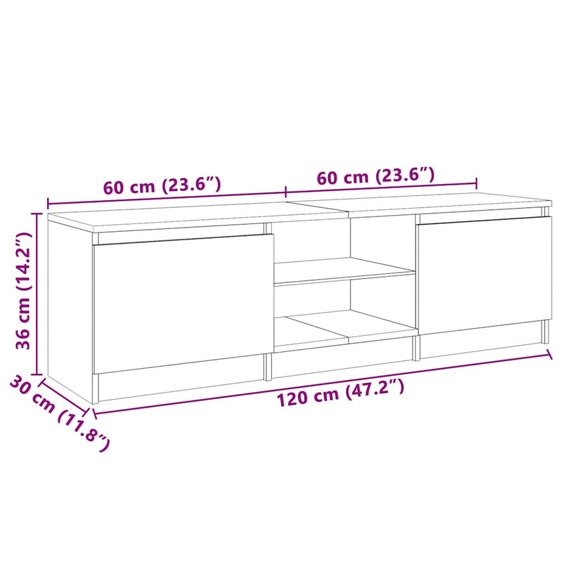 vidaXL TV Cabinet with LED Lights Concrete Grey 120x30x36 cm