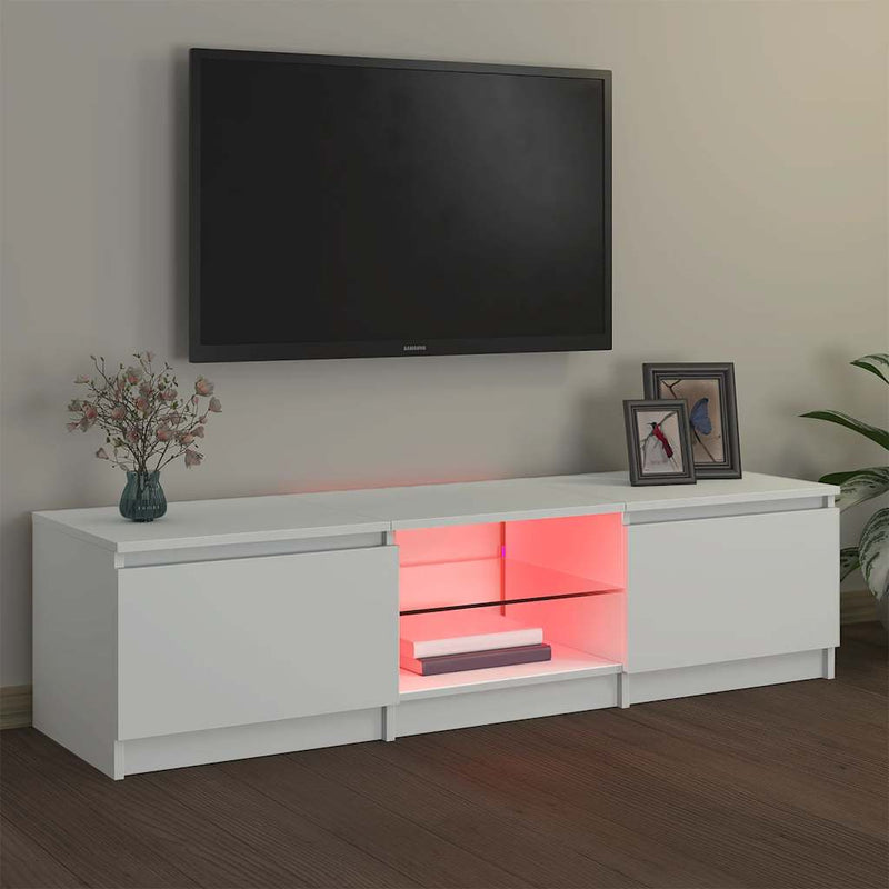 vidaXL TV Cabinet with LED Lights White 140x40x36 cm