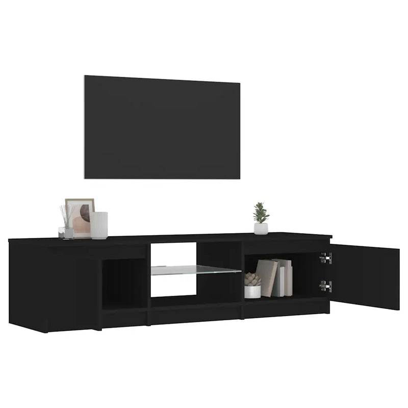 TV Cabinet with LED Lights Black 140x40x36 cm