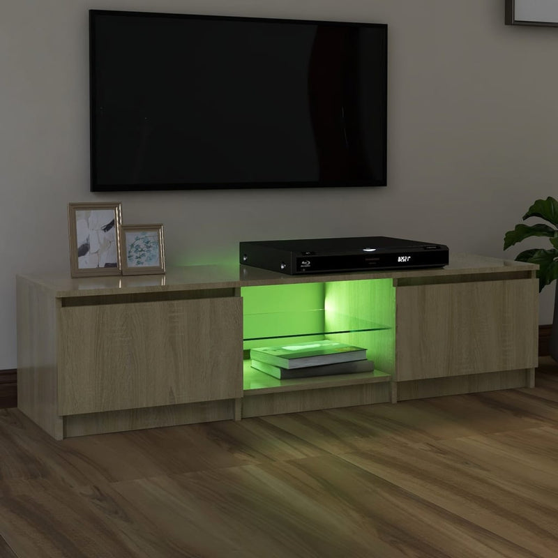 TV Cabinet with LED Lights Sonoma Oak 140x40x35.5 cm