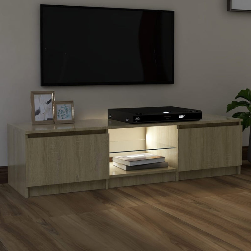 TV Cabinet with LED Lights Sonoma Oak 140x40x35.5 cm