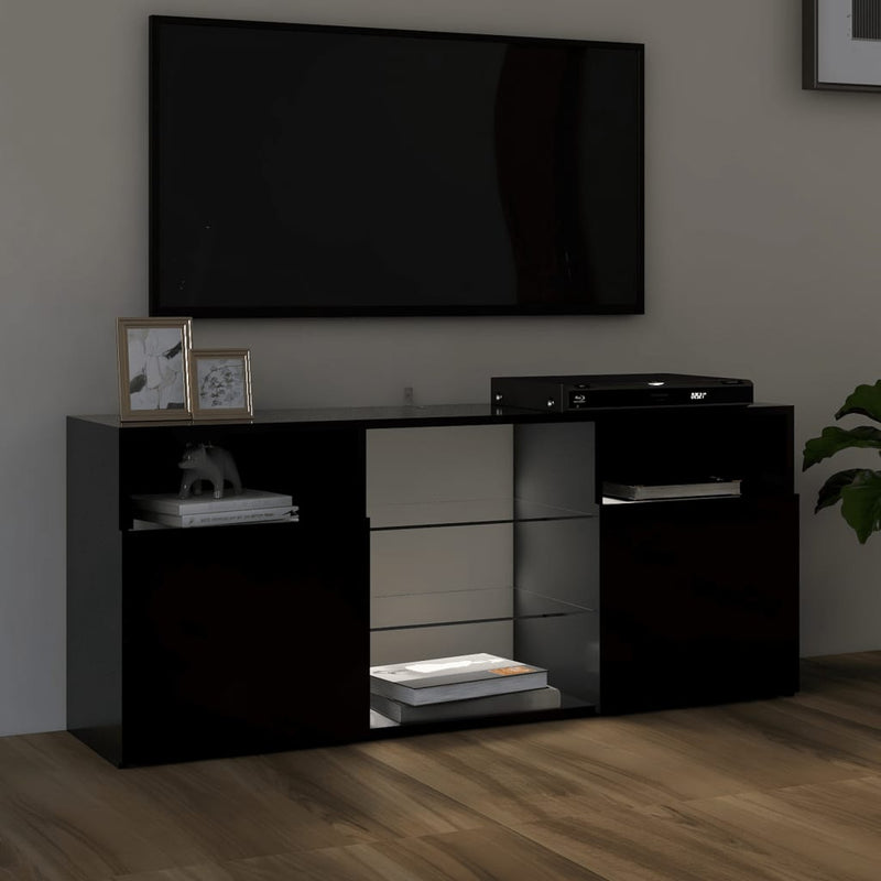 TV Cabinet with LED Lights Black 120x30x50 cm