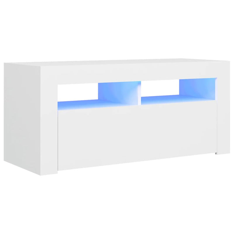 vidaXL TV Cabinet with LED Lights White 90x35x40 cm