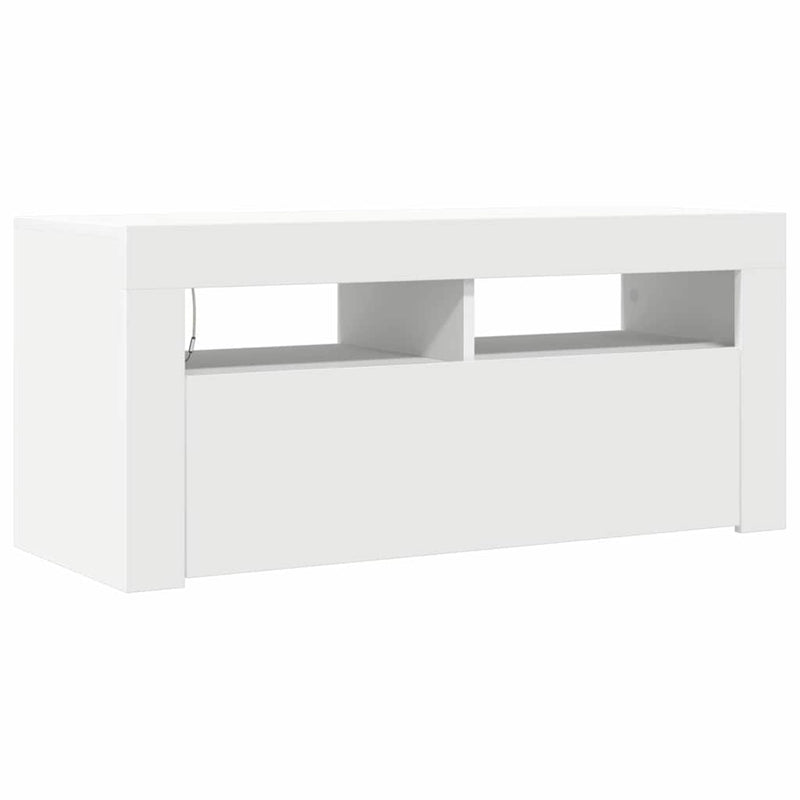 vidaXL TV Cabinet with LED Lights White 90x35x40 cm