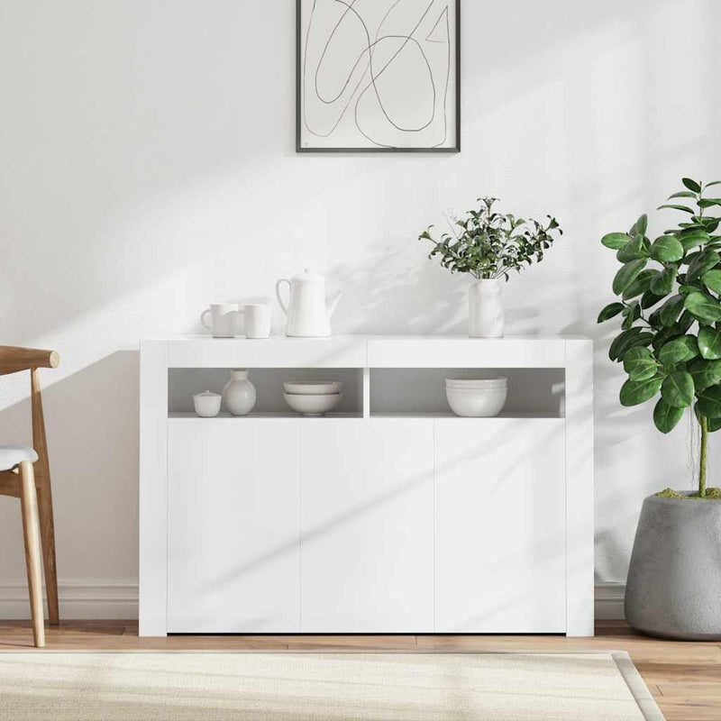 vidaXL Sideboard with LED Lights White 115.5x30x75 cm
