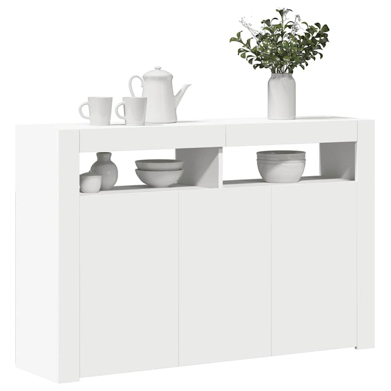 vidaXL Sideboard with LED Lights White 115.5x30x75 cm