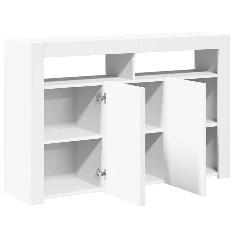 vidaXL Sideboard with LED Lights White 115.5x30x75 cm