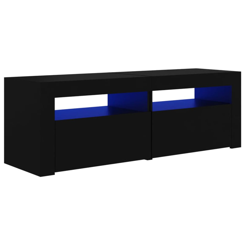 vidaXL TV Cabinet with LED Lights Black 120x35x40 cm