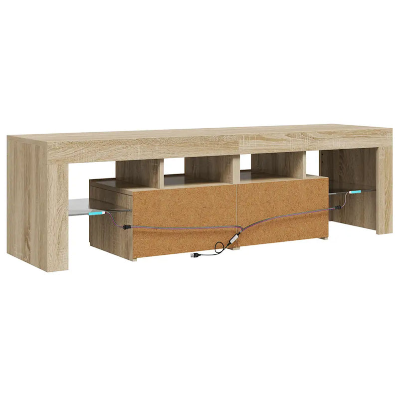 TV Cabinet with LED Lights Sonoma Oak 140x36.5x40 cm