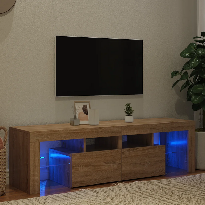 TV Cabinet with LED Lights Sonoma Oak 140x36.5x40 cm