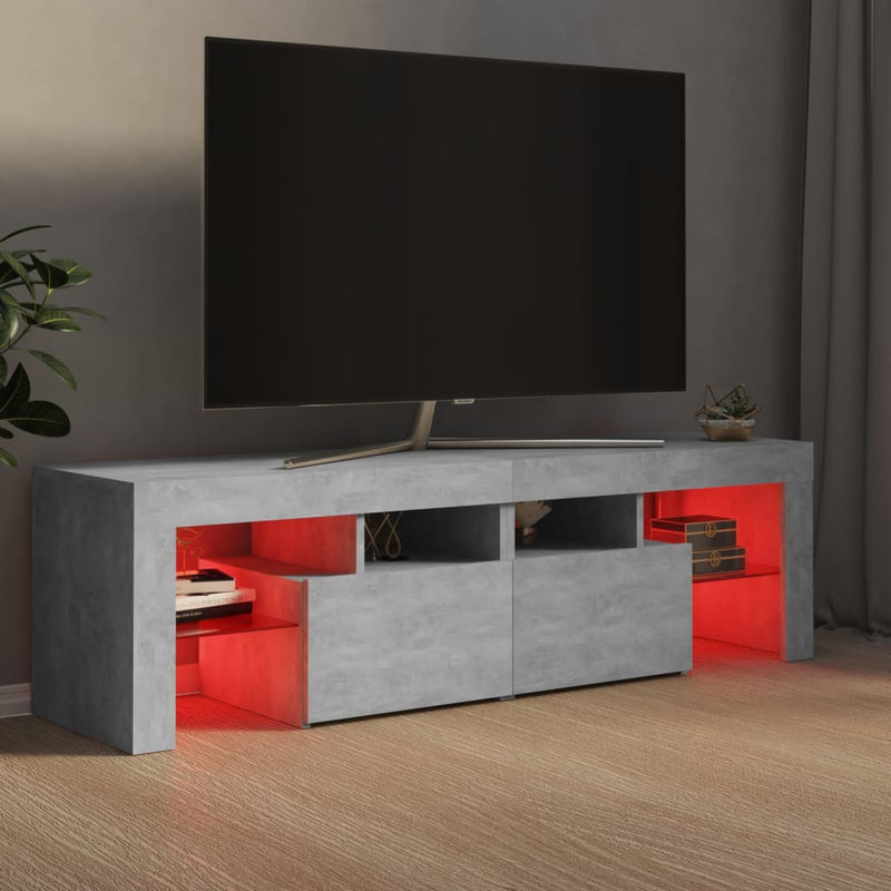 TV Cabinet with LED Lights Concrete Grey 140x36.5x40 cm