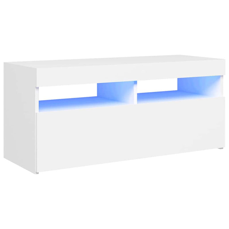 vidaXL TV Cabinet with LED Lights White 90x35x40 cm