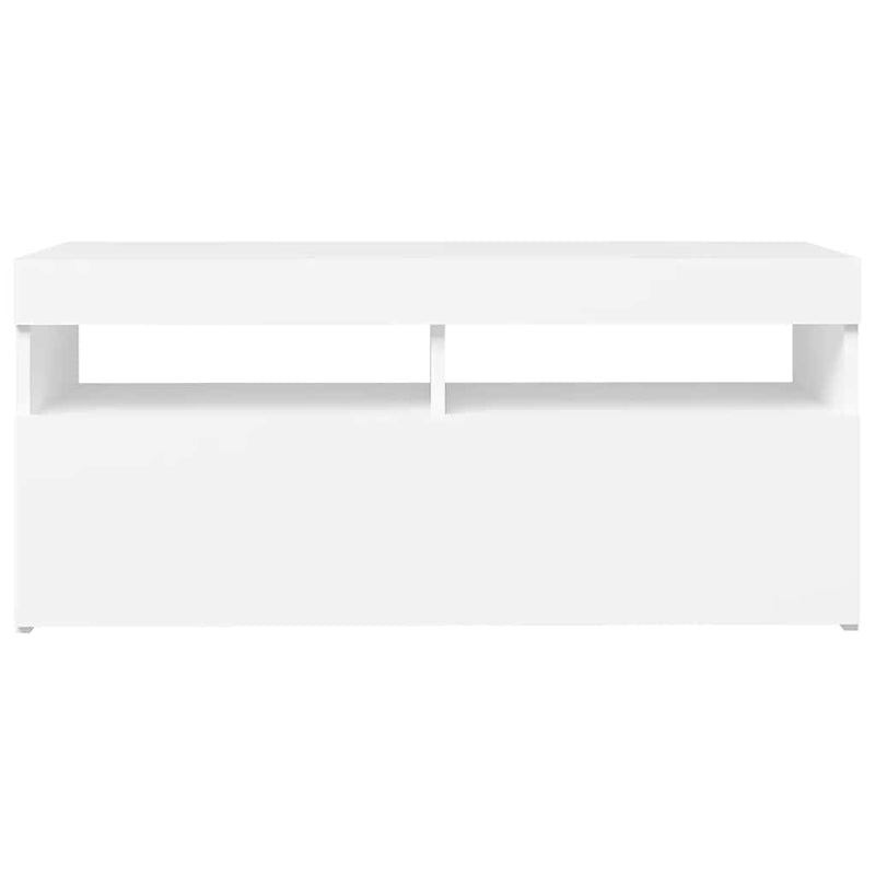 vidaXL TV Cabinet with LED Lights White 90x35x40 cm