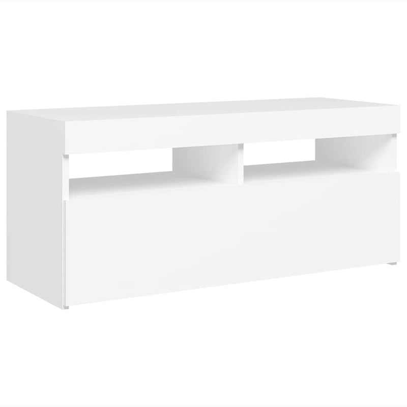 vidaXL TV Cabinet with LED Lights White 90x35x40 cm