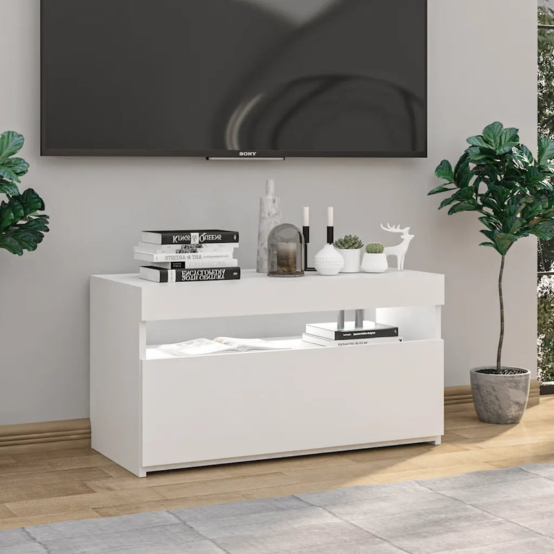 TV Cabinet with LED Lights White 75x35x40 cm