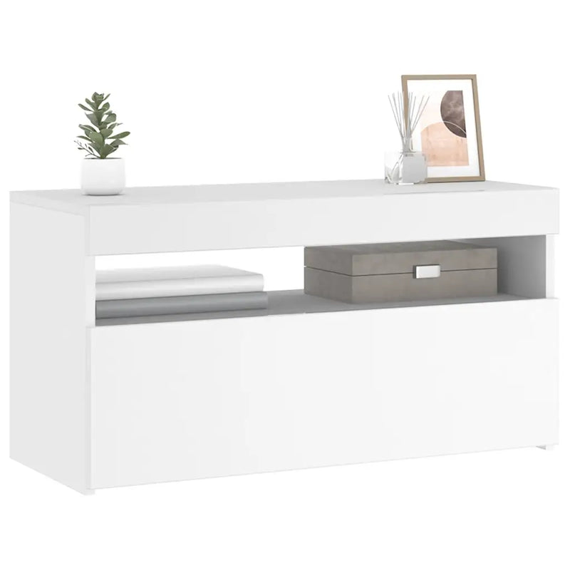 TV Cabinet with LED Lights White 75x35x40 cm