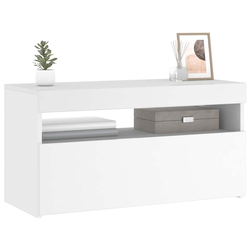 vidaXL TV Cabinet with LED Lights White 75x35x40 cm