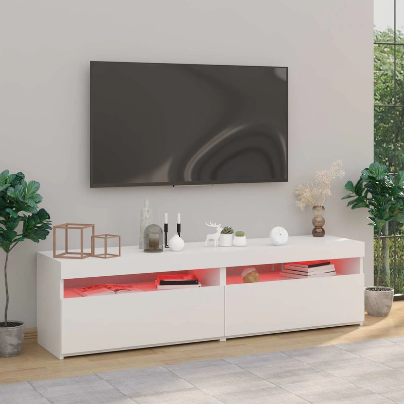 2 Piece TV Cabinet Set with LED Lights White 75x35x40 cm