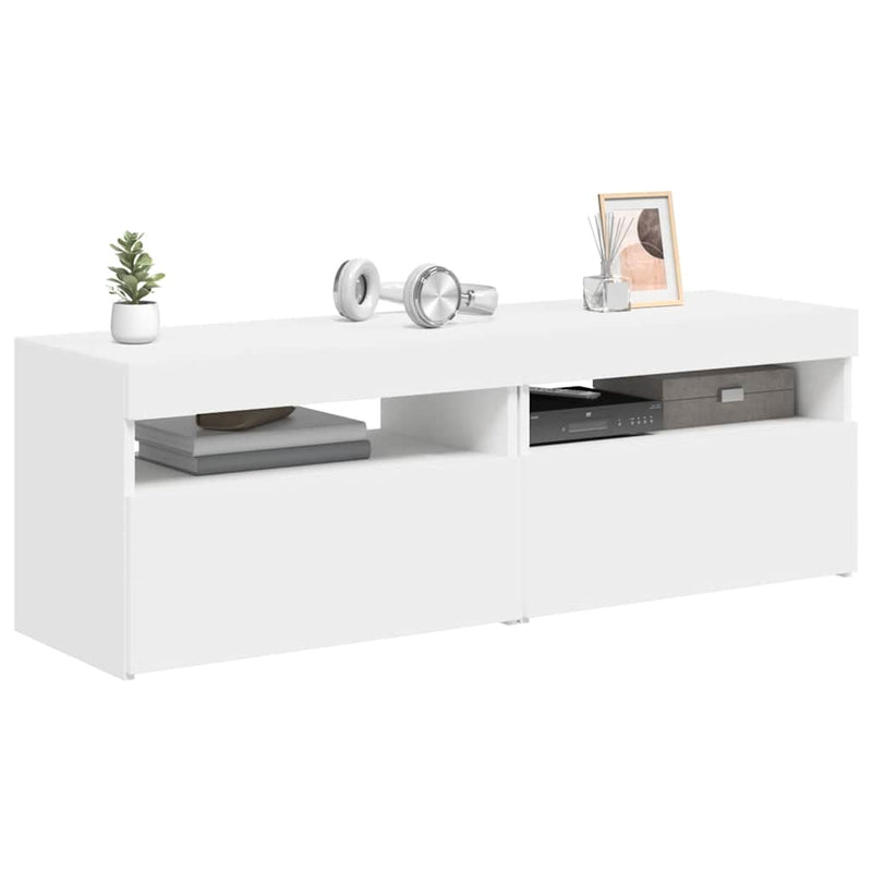 vidaXL TV Cabinets with LED Lights 2 pcs White 60x35x40 cm